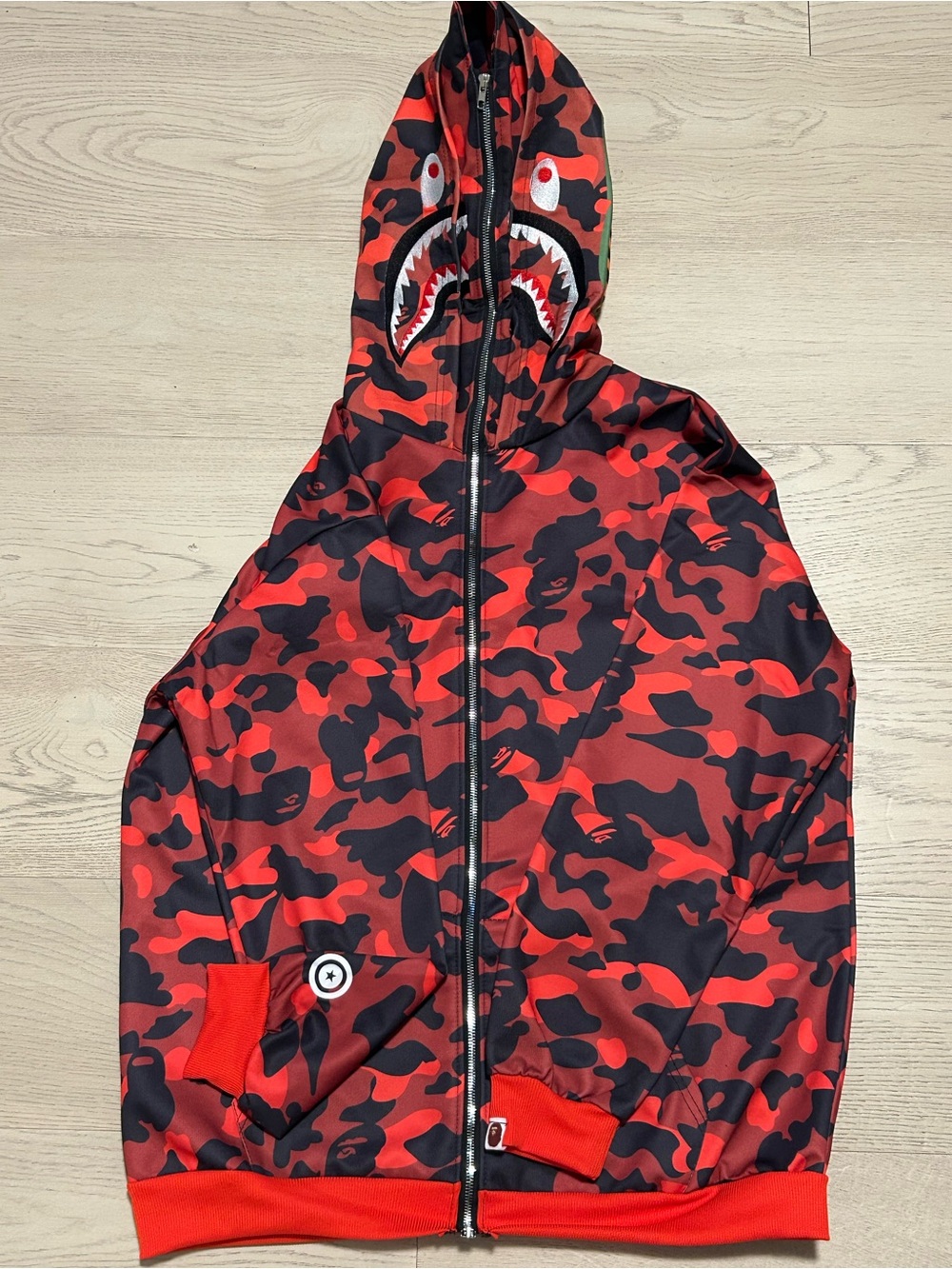 Red camouflage zip up